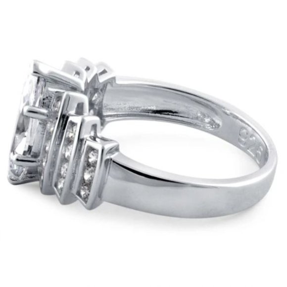 925 STERLING SILVER Marquise Cubic Zirconia Stair Step Tier Ring - Picture 15 of 16